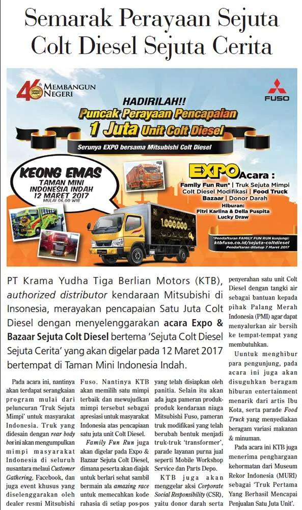 Semarak Perayaan Sejuta Colt Diesel Sejuta Cerita